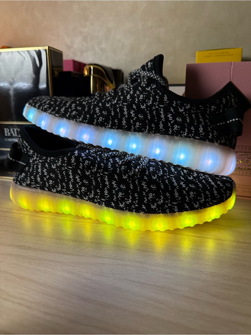 Kids Black LED Light-Up Knit Sneakers